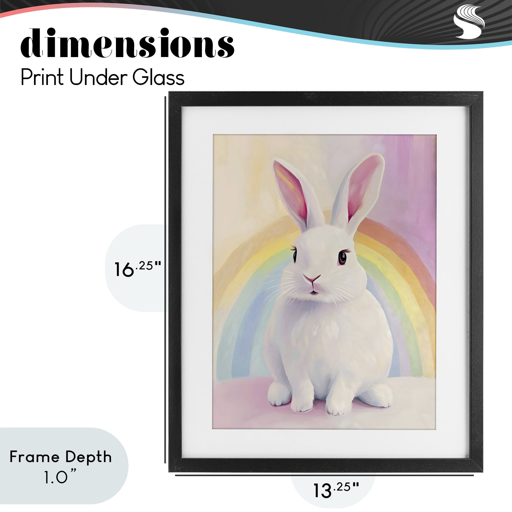 Stupell Industries Rainbow Bunny in Pastel Hues Black Framed Print Under Glass, design by The Prints Vibe