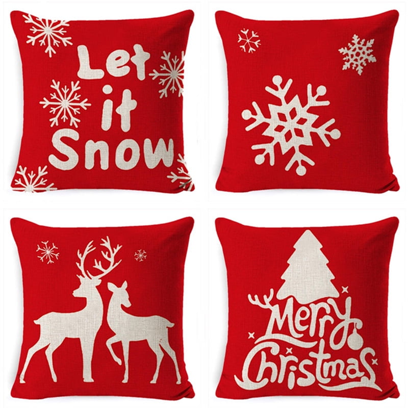 Christmas elk Pillow covers,Red Throw Pillow Cases，16 x 16，18 x 18，20 x 20，24 x 24，Square Decorative Cushion Cover，Christmas decor，Home gift