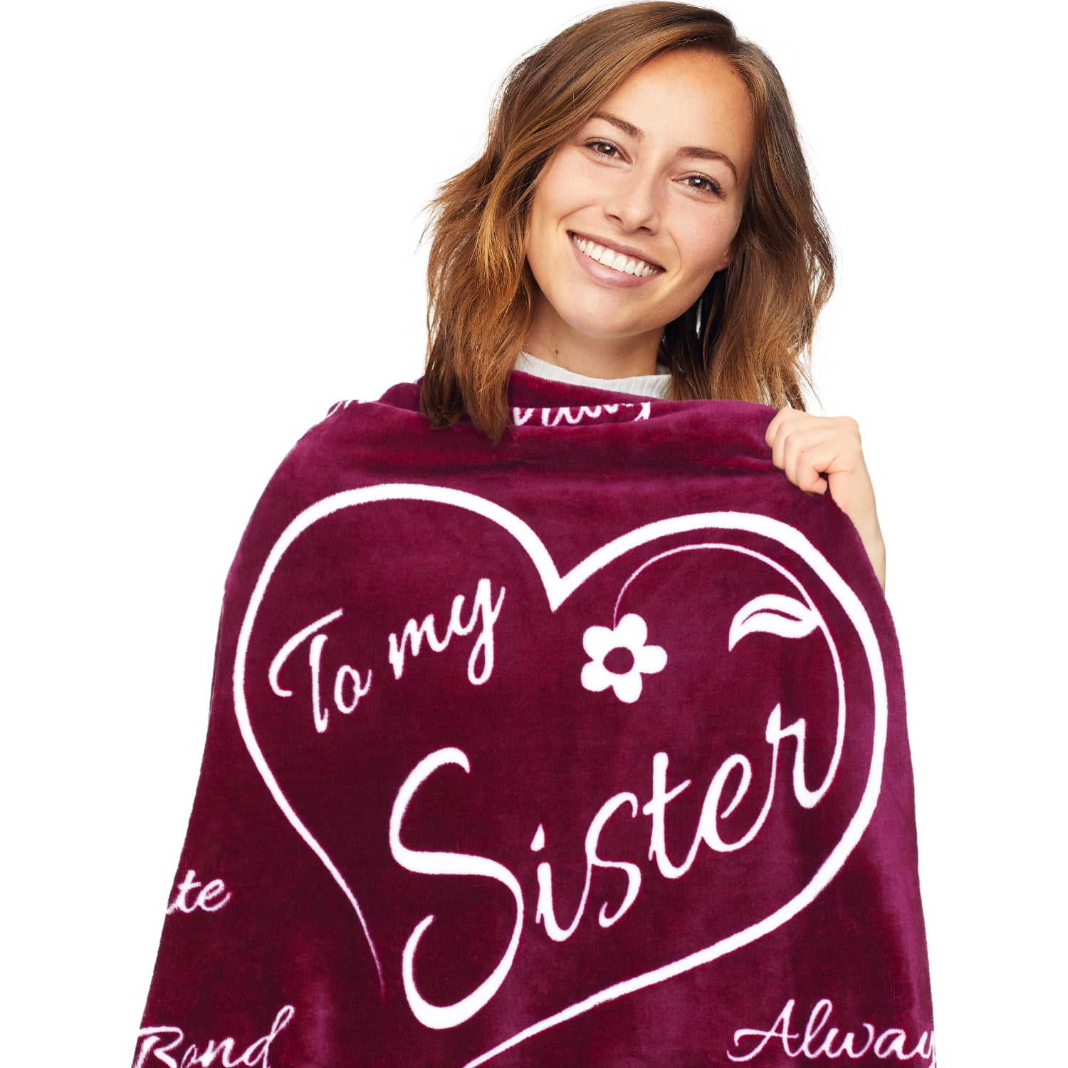 To My Sister Blanket by ButterTree Gifts for Sister (Red Fleece Throw