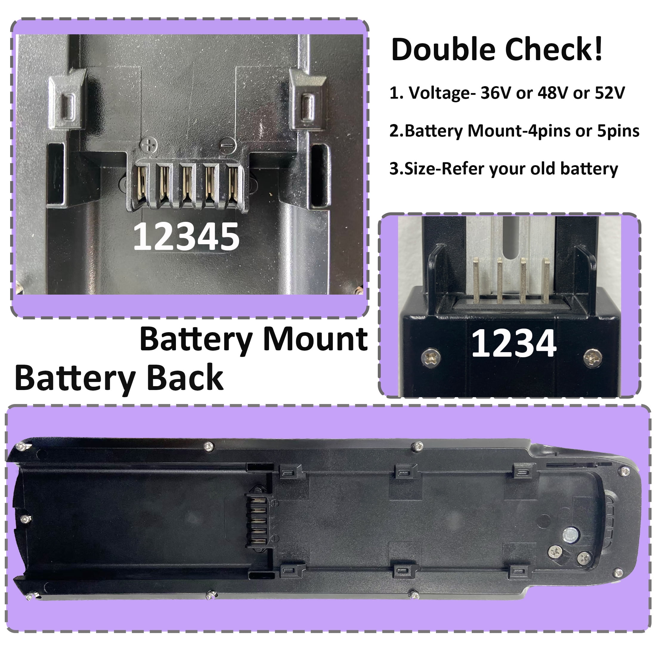 5 Pins 48v 10.4ah Ebike Battery with Charger 48v Lithium ion Battery for 1000W Electric Bicycle