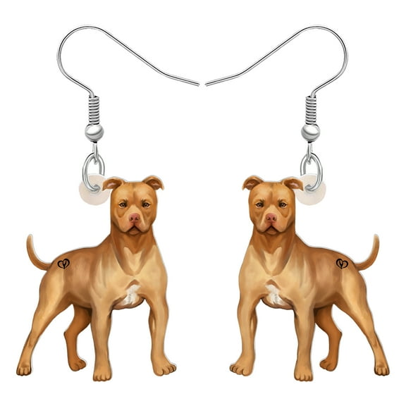Acrylic Brown American Pit Bull Terrier Dog Earrings Charm Pets Animals Dangle Jewelry For Women Gifts