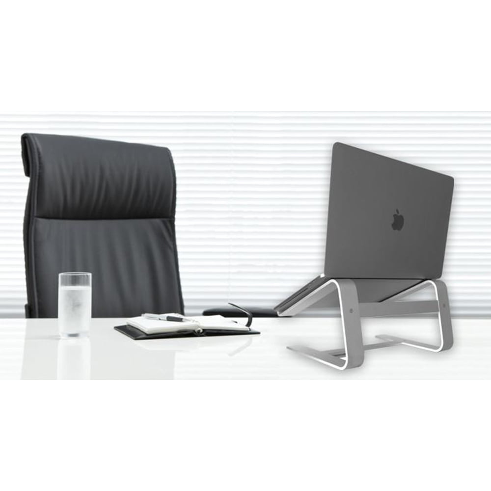 Macally Laptop Stand for Desk - Aluminum Laptop Riser Stand for Desk - Ergonomic Laptop Holder Mount - Use as Macbook Stand (Pro/Air) or Notebook Computer Stand between 10 to 17.3 Inches - Silver