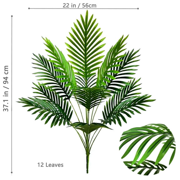 52-125cm Artificial Palm Tree Tropical Fake Plant Green Plastic Palm Leaf Branches Suitable for Home Garden Decoration