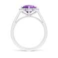 thumbnail image 2 of ANGARA Natural Floating Round 1.7 ct Amethyst Ring with Diamond Halo in 14K White Gold for Women (Size-8mm) | February Birthstone, Anniversary, Jewelry Gift for Women | Natural Amethyst Ring, 2 of 8