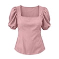 thumbnail image 7 of CHGBMOK Womens Summer Peplum Tops Sqaure Neck Ruffle Sleeve Blouses Fit Flowy Shirts Solid Casual Tees, 7 of 7