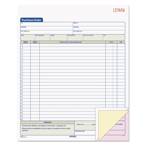 Purchase Order Book, Three-Part Carbonless, 8.38 X 10.19, 1/page, 50 Forms | Bundle of 2 Each