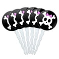thumbnail image 1 of Girly Skull And Crossbones With Hairbow Cupcake Picks Toppers - Set of 6, 1 of 1