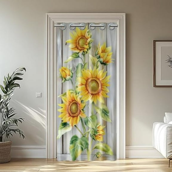 Doorway Curtain Sunflower Door Curtain Sliding Closet Door Curtains Room Divider Curtains for Window Living Room Bedroom Doorways Classroom 39x79inch