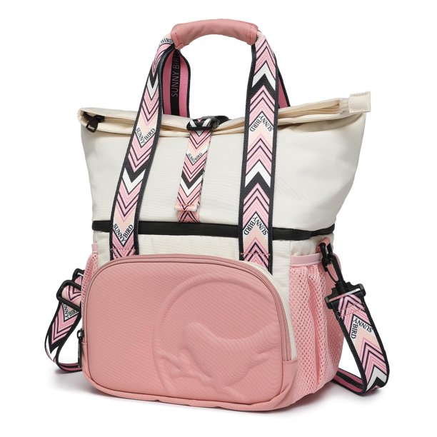 Bolsa de almuerzo SUNNY BIRD de doble compartimento con aislamiento blanco/rosa