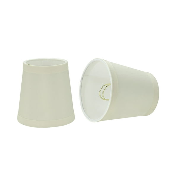 Aspen Creative 32717-2 Small Hardback Empire Shape Chandelier Clip-On Lamp Shade Set (2 Pack), Transitional Design in Off White, 4" bottom width (3" x 4" x 4")