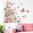 thumbnail image 2 of Adhesivos de pared con estampado floral de rosa, rosa, mariposa, 30 x 90 cm, 2 hojas, 2 of 4