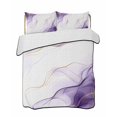 thumbnail image 2 of Quilts Twin XL Size, Marble Purple Soft Comforter Bedding Set for Bed, Gold White Modern Gradient Ocean Ripple Lightweight Quilted Bedspread with Pillow Cover(2 Pieces) for All Season, 68x98 Inch, 2 of 6