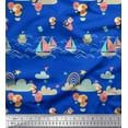 thumbnail image 1 of Soimoi Blue Moss Georgette Fabric Hot Air Balloon,Yacht & Cloud Cartoon Fabric Prints By Yard 42 Inch Wide, 1 of 3