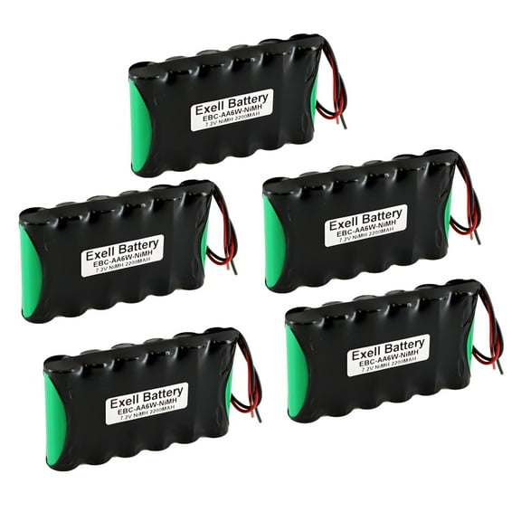 5pc Exell 7.2V Custom NiMH 2200mAh Battery Pack 6" 22AWG Bare Leads