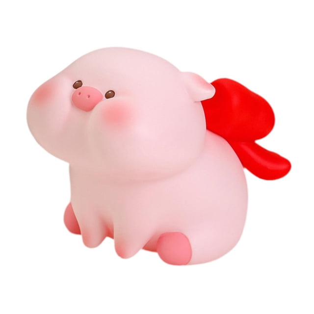 Alcancía de cerdo, artesanía, obra de arte, decoración, regalo, fácil de usar, tarro de dinero, figura de cerdo Lazo rojo