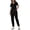 Black, variant on Womens Two Piece Sets V-Neck Top and Tapered Leg Jogger Pants with Button Medical Nursing Uniforms Set Dark Blue XXL