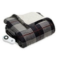 thumbnail image 1 of Serta Microplush Electric Heated Warming Throw Blanket Grey Plaid, 1 of 1