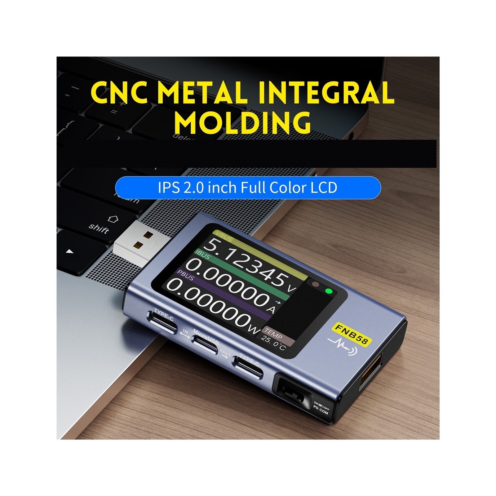 FNB58 USB Tester Voltmeter Ammeter TYPE-C Fast Charge Detection Trigger Capacity Measurement Ripple Measurement ,Live Data