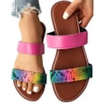 thumbnail image 3 of WEAIXIMIUNG Home Slippers Women Ladies Fashion Summer Multicolour Print Leather Open Toe Flat Beach Slippers, 3 of 9