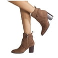 thumbnail image 6 of UngA Wide Calf Boots Mid Calf Boots for Women Block Heel Womenâs Tall Boots Square Toe Comfortable Casual Boots Low Heel Brown,7, 6 of 7