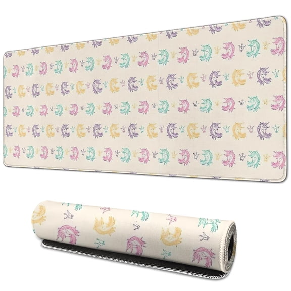 Long Mouse Pads for Desk,Pastel Unicorn Pattern Desk Mats on Top Of Desks, Desk Mouse Pad Extra Large with 3mm Non-Slip Base and Stitched Edge for Gaming,Office,Work,Home 31.5"x11.8"