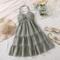 thumbnail image 5 of Angala Daily Wear Dress For Girls Sleeveless Halter Solid Color Girls Beach Dresses, 5 of 9