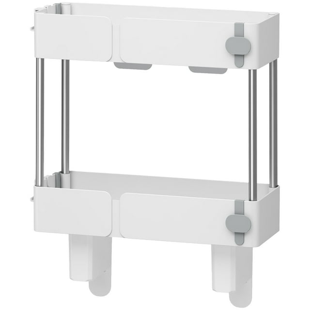 bbymog Bathroom Organizers and Storage Non Perforated Storage Rack Above The Toilet with Raised Guardrails and Multi-Layer Bathroom Storage Rack White Free Size
