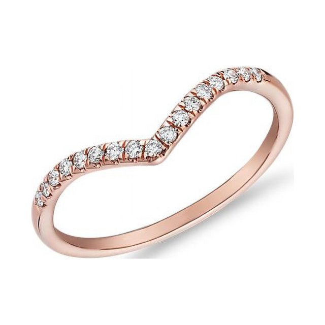 Bague Éternité Unique pour Femmes en Or Rose Massif 18K avec Diamant Naturel Rond de 0,20 Carat Taille 8.5
