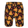 thumbnail image 4 of Wukai Cartoon Pizza Print Beach Trunks with Compression Liner Swimsuit Quick Dry Beach Sports Shorts with Pocket-X-Large, 4 of 8