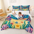 thumbnail image 3 of spefrowx Cartoon Orange Crab Queen Comforter Set for Kids, Coral Tropical Fish Seabed Comforter Sets Queen, Polka Dot Reversible, 3-Piece, 1 Comforter and 2 Pillowcases, 3 of 6