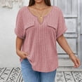 thumbnail image 5 of Mifsaly Womens V Neck Short Sleeve Tops Summer Ribbed Knit Oversized T Shirts Casual Loose Fit Flattering Daily Wear Soft Breathable Comfy Basic Top XXXXXL, 5 of 5