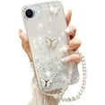 thumbnail image 7 of for iPhone 16e (2025) Bling Case with Lanyard, Shockproof Cute 3D Butterfly Glitter Soft TPU Woman Girly Sparkle Shiny Phone Cover with Crystal Wrist Strap for iPhone 16e 6.1 inch (Pink), 7 of 7