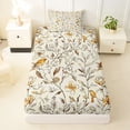 thumbnail image 3 of Erosebridal Gold Floral Twin Sheet Sets, Chic Bird Bedding for Girls, 3 Pieces, 1 Flat Sheet 1 Fitted Sheet and 1 Pillowcase, 3 of 5