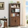 thumbnail image 5 of 2 Pcs Joaxswe 70"H Bookcases with Drawers & Doors, Large Bookshelf for Home Office 5-Tier Bookshelf , Wooden Book Storage Cabinet for Home Office Living Room, Brown, 5 of 8