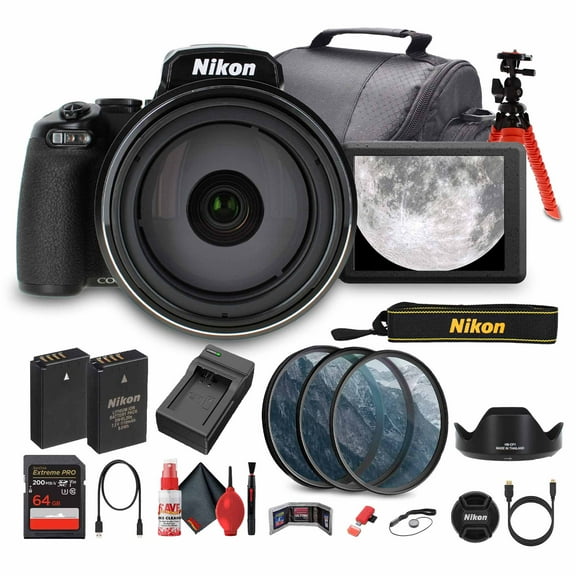 Nikon COOLPIX P1100 125x Zoom Digital Camera with 64GB SD Card, Tripod, Bag and Accessories Bundle