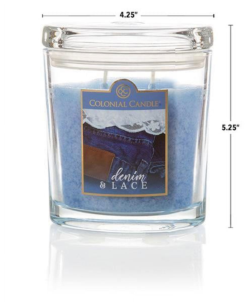 Colonial Candle Denim & Lace 8 Oz 2 Wick Candle, Blue