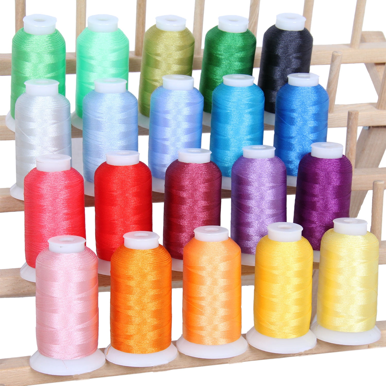 Large 1100yds Machine Metallic Embroidery Thread Set 20 Cones/spools  Assorted Colors Polyester Sewing Thread Kit Compatible with Brother  Babylock