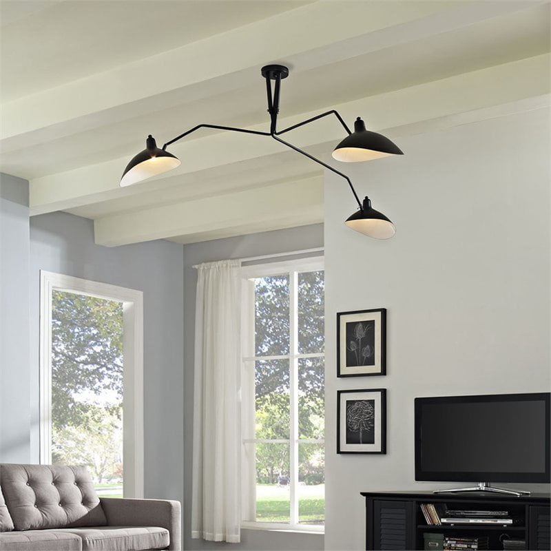 Modway View Adjule Shade Ceiling Light Fixture In Black Com
