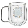 thumbnail image 2 of Christian Art Gifts Double Wall Insulated Clear Glass Coffee and Tea Mug  for Women: She is More Precious - Proverbs 3:15 Inspirational Bible Verse, Hot and Cold Beverage with Handle, Floral, 10 oz., 2 of 3