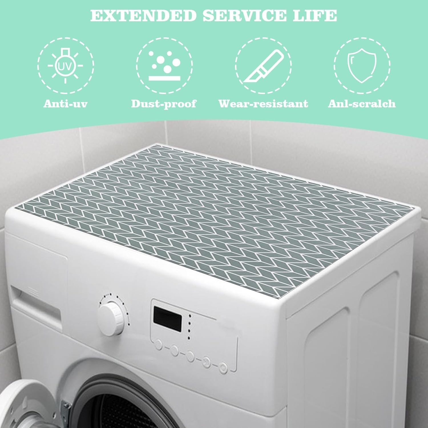 2 Pcs Washer and Dryer Covers for the Top, 19.7'' x 23.6'' Washer Dryer Top Protector Mat, Rubber Washing Machine Top Covers Non-Slip Scratch Protection Dust-Proof for Laundry Room Kitchen