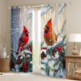 thumbnail image 2 of Manfei Xmas Cardinal Bird Curtains Pack of 2 (42x84 Each), Green Pine Tree Pinecorn Curtains Blackout, Happy New Year Bedroom Curtains, Luxury Bedroom Decor, 2 of 6