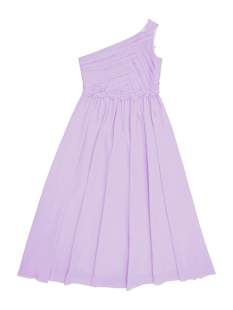 blue dress for baby girl Purple One Shoulder Satin Long Bridesmaid Dress – FancyVestido main image 1
