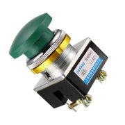 Uxcell Push Button Switch Green Momentary AC 380V 5A Push Button Switch 30mm Panel Mount