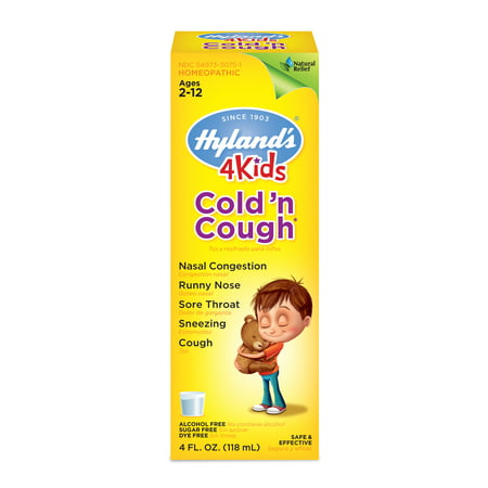 Hyland's 4 Kids Cold and Cough Relief Liquid, Natural Relief of Common Cold Symptoms, 4
