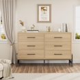 thumbnail image 3 of BeesClover Commode à 6 Tiroirs - Coffre en Panneau MDF et PB de 52 Pouces de Large avec Pattes en Forme de R, Armoire de Rangement Spacieuse à Grain de Bois pour Chambre, Salon, Entrée, Organisateur Autoportant, 3 of 9