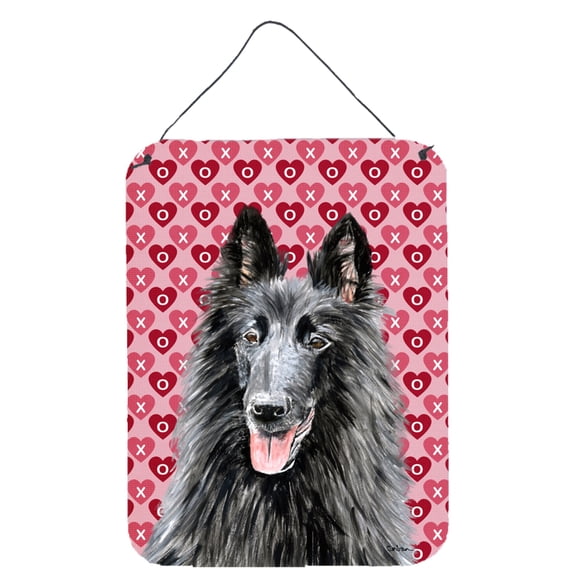 Belgian Sheepdog Hearts Love and Valentines Day Portrait Wall or Door Hanging Prints