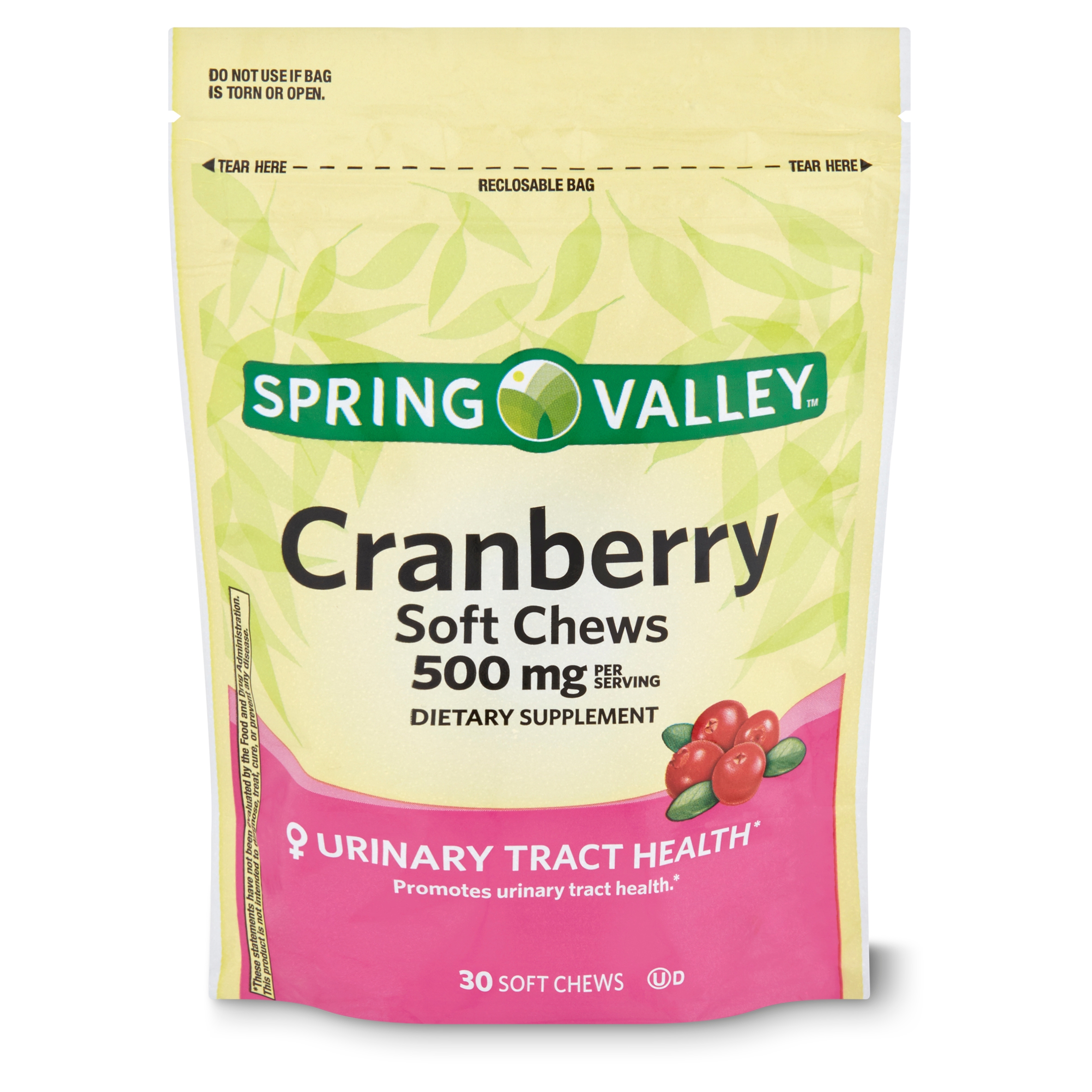 Spring Valley Cranberry Urinary Tract Health Dietary Supplement Soft Chews, 500 mg, 30 Count - image 3 of 9