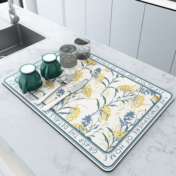 Alfombrilla grande superabsorbente para cocina, tapete de secado de platos de café, almohadilla de drenaje de secado rápido para baño, Mantel Individual para grifo de cocina