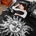 thumbnail image 4 of Homewish Bohemian Sun Moon Bedding Comforter Set 7pcs, Mystic Black White Astrology Galaxy Queen Bedding Sets, Damask Floral Reversible Queen Sheet Sets, Breathable Home Decor, 4 of 7