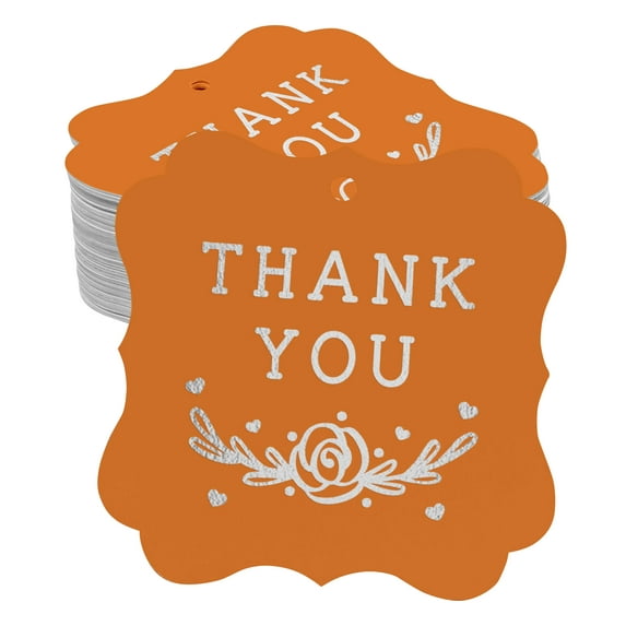Inkdotpot Real Silver Foil Bracket Shape Paper Hang Tags Thank You Bridal Shower Favor Tags Pack Of 100